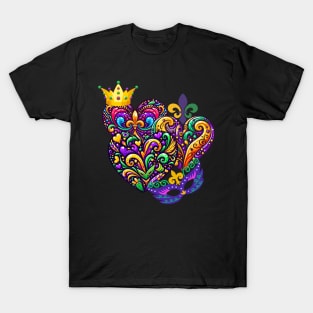 Mardi Gras Heart Mask Valentine's Day T-Shirt